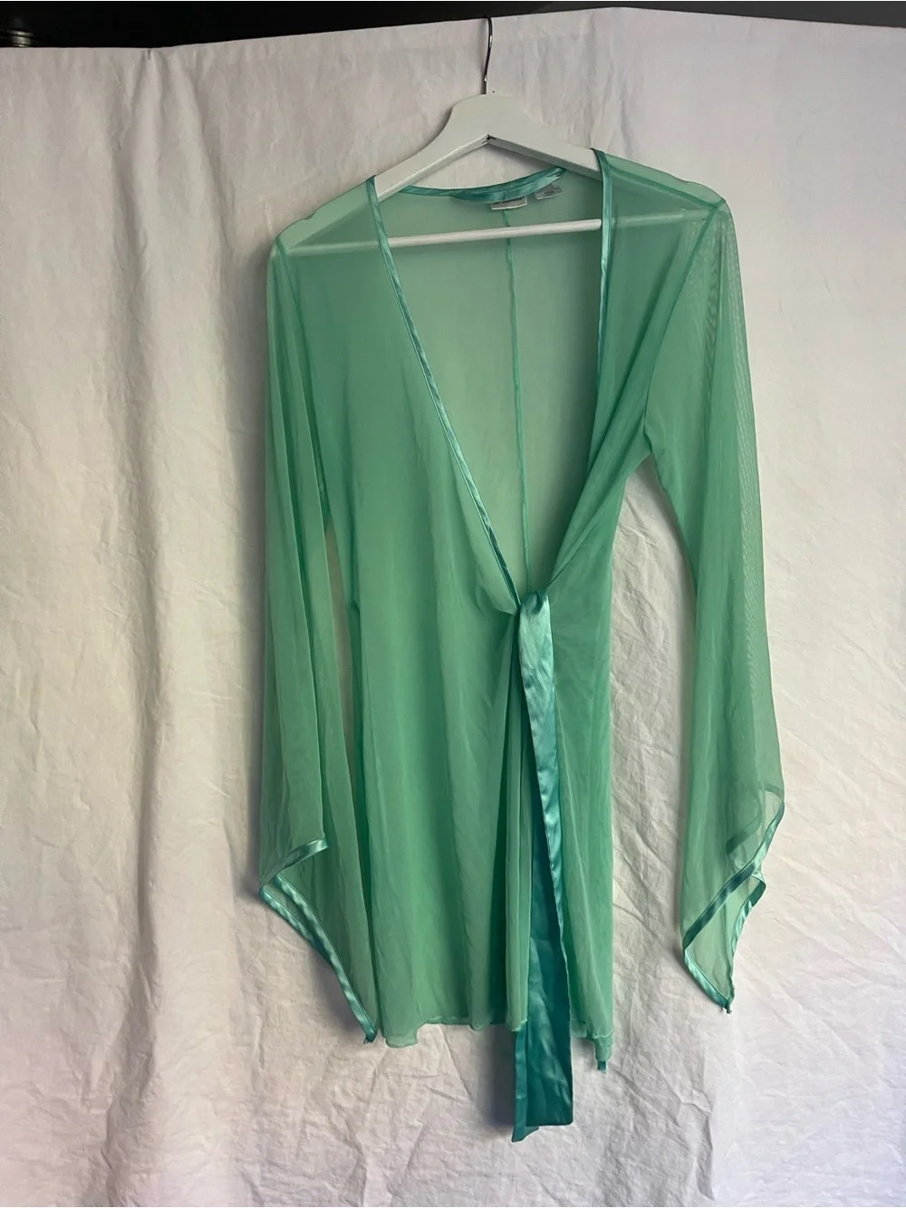 Vintage 90s Frederick’s of Hollywood Mint Mesh Robe Y2K Festival Fairy Size S